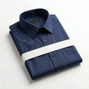 Camisa de Manga Corta, Color Beige Sólido, Casual, Cierre de Botón, Formal, de Sarga, Primavera, Bordada, Servicio OEM - Product Image 2