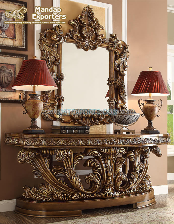 French Rococo Style Console Table Mirror Set - Durable & Stylish