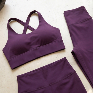 OEM 3 Piece Yoga Set <b>Women</b> Racerback Bra <b>Top</b> High Waist Leggings Shorts Set Ladies Seamless Athletic Workout Two Piece <b>Women's</b> - Product Image 3