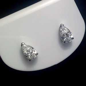 Pendientes de Plata de Ley con Topacio Blanco en Forma de Pera, Piedra de Nacimiento, Estilo Simple y Minimalista, Regalo para Mujer - Product Image 3