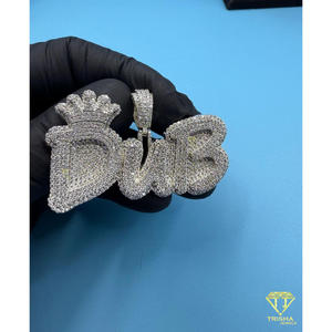 Custom "DUB" Crown Letter Necklace <b>Iced</b> <b>Out</b> Lab Grown Diamond Hip Hop Bling Tennis <b>Chain</b> Jewelry Gift - Product Image 4