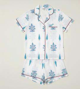 Ensemble de pyjama pour femmes en coton 100% tissé thermique avec imprimé floral dessiné à la main, vêtements de maison, vêtements de nuit, shorts - Product Image 6