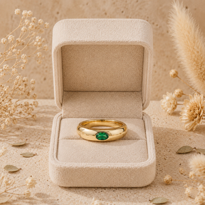 Anillo de Diamantes Ovalados de 0.50CT con Engaste de Bisel, Banda Gruesa Minimalista para Boda y Fiesta - Product Image 4