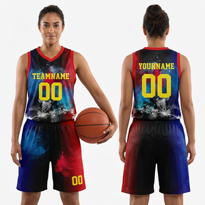 Camiseta de Baloncesto Sublimada Personalizada, Negra y Roja, sin Mangas, Cuello en V, de Secado Rápido, Ajuste Atlético, para Adultos, Unisex, con Impresión del Nombre del Equipo - Product Image 4
