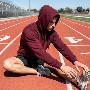 Custom <b>Burgundy</b> Minimalist Pullover <b>Hoodie</b> <b>Men's</b> Casual Sweatshirt Hooded Sportswear OEM ODM Wholesale Manufacturer - Product Image 5