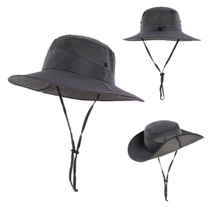 Unisex Outdoor Sun UV Protection Cap Wide Brim Hiking Fishing Fisherman <b>Bucket</b> <b>Hat</b> <b>With</b> <b>String</b> - Product Image 1