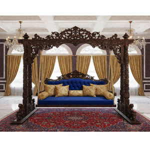 Traditional Teak Wood 3 Seater Swing For Lobby Area <b>Antique</b> Maharaja Jhula with Canopy <b>Frame</b> Buy Walnut Finish Onjhal Australia - Product Image 1