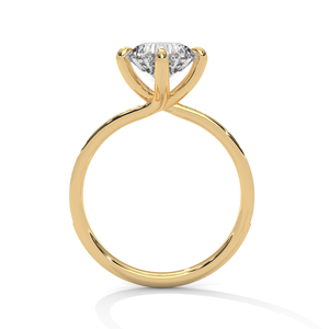 Anillo de Diamantes Cultivados en Laboratorio con Corte Brillante Redondo y Cuatro Puntas, Diseño Elegante, Banda de Diamantes Engastados, Elaborado en Oro Amarillo de 14k - Product Image 3