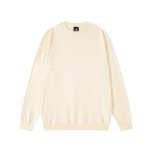 Suéter de Punto para Hombre, Cuello Redondo, Color Sólido, Corte Holgado, Largo Regular, Beige - Product Image 1