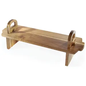 热安全的相思木凸起上菜托盘木制上菜盘，可折叠用于平板储物多功能上菜架