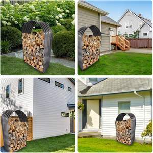 Feu de camp ODM ondulé en acier galvanisé robuste intérieur/extérieur porte-bûches de stockage de bois de chauffage en acier porte-bûches jardinière - Product Image 6