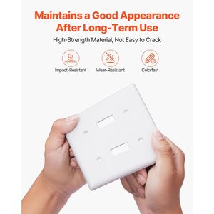 Unbreakable Polycarb Toggle Light <b>Switch</b> Wall <b>Plates</b> 2-Gang Electrical Outlet Covers Standard Size 4.61in L X 4.53in H - Product Image 5