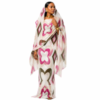 Prix d'usine Thobe soudanais 100% polyester voile léger respirant, robe modeste pour femmes musulmanes, ethnique arabe, 5 yards