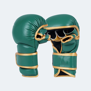 Guantes de MMA de Cuero PU Verde, Protección Completa para los Dedos, Cierre de Gancho y Bucle en la Muñeca, Ligeros, Transpirables, Unisex, Mayores de 14 Años, para Competencia Profesional - Product Image 1
