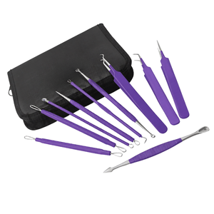 Kit de 10 Herramientas para Eliminar Puntos Negros y Espinillas, Extractor de Acné de Acero Inoxidable Morado, Herramientas de Belleza Facial para el Cuidado de la Piel - Product Image 4