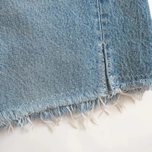 Shorts de Mezclilla Azules para Mujer, Estilo Vintage, Ultra Cortos, con Borlas, Cintura Alta, Desgastados - Product Image 4