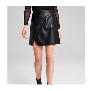 Jupe en similicuir pour femmes, automne-hiver, unie, taille haute, fermeture éclair, jupe midi - Product Image 2