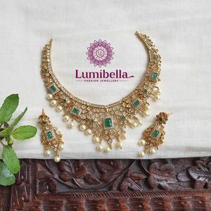 Rose Gold Plated Women's Wedding Moissanite Floral Necklace and Earring Set - Product Image 3
