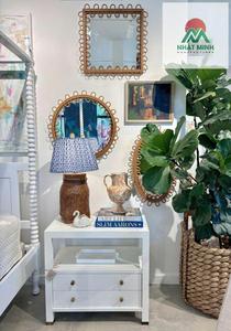Mid-Century Style Oval Rattan and Bamboo <b>Mirror</b> - Product Image 3