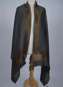 Estola Reversible de Lana Fina de Cachemira para Mujer con Borde Zari, Suave y Ligera, Chal de Diseño en Diferentes Colores, Moda de Lujo - Product Image 3