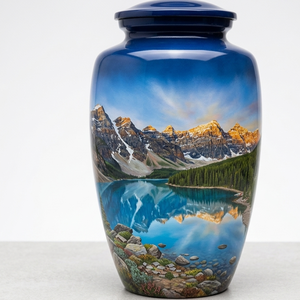 Blue Landscape Cremation Urn Memorial <b>Casket</b> Customizable Design <b>for</b> Human <b>Ashes</b> Burial Decoration - Product Image 1