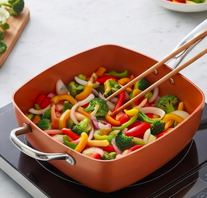 Trendy Square Metal Sauce <b>Pans</b> With Metal <b>Handles</b> Premium Copper Finished Kitchen Cookware For Home Hotel And Restaurant Use - Product Image 6