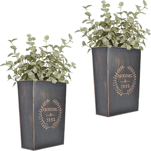 Jardinera de Pared de Metal Rústico, Florero Colgante de Pared para Hogar Campestre, Bolsillo para Plantas o Flores, Decoración de Pared para Interiores o Exteriores, Estilo Granja - Product Image 1