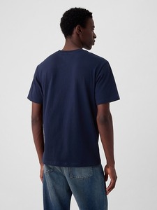 Camiseta de Manga Corta para Hombre, Cuello Redondo, Ajuste Holgado, Color Azul Marino, Diseño Sólido, Ecológica, de Secado Rápido, Transpirable, de Algodón Jersey No Tejido - Product Image 1