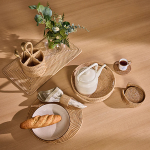 Handmade Natural Rattan Tray Wholesale Manufacturer Woven Rattan Serving Tray Ecofriendly Rattan Serving Tray Tableware - Product Image 4