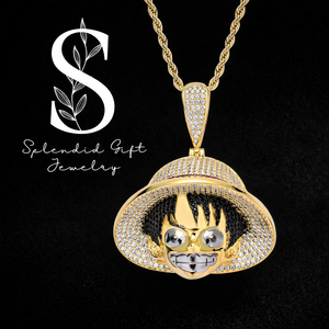 Collier pendentif plaqué or style Hip Hop, forme de dessin animé mignon avec moissanite glacée, idéal pour cadeau de fête ou bijou. - Product Image 1