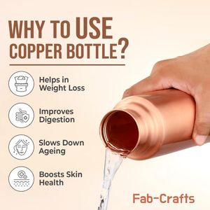 Copper bottle for <b>desk</b> hydration keeps water ready for regular sipping ideal for office workspace daily routine use - Product Image 5