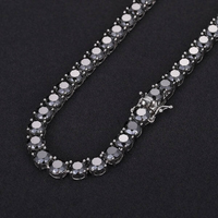 Kalung Tenis Moissanite Hitam VVS1 3-6.5MM Untuk Pria Wanita Rantai Perak Sterling 925 Perhiasan Fashion Hadiah