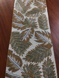 Handmade Embroidered Fabric Table <b>Runner</b> Customized Shape <b>Green</b> Leaf Design Luxury Eco-Friendly Durable Lightweight 5mm Mat - Product Image 6