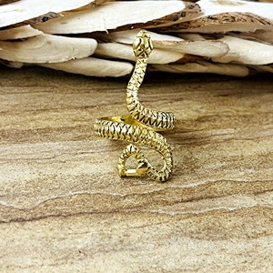 Anillo de Serpiente de Diseño Moderno, Joyería Boho de Latón para Mujer, Chapado en Oro de 18k, Anillo de Serpiente Punk para Venta al por Mayor/OEM/ODM - Product Image 1
