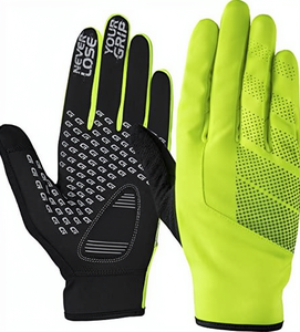 Gants de motocross/équitation à doigts entiers, séchage rapide, paume antidérapante, fermeture auto-agrippante en polyester, revêtement polyuréthane, coupe-vent, vert - Product Image 6