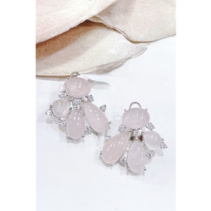 Classy Romantic <b>Silver</b> Plated Flower Chandelier Earrings With Crystal Rhinestones For Women Wedding Party Wear - Product Image 1