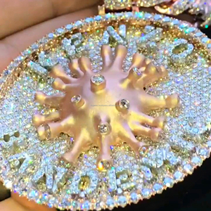RB Gems High-End Rose Gold Plated Lab Grown Diamond Hip Hop Colgante Número único Patrón Joyería fina Colgantes Encantos EGL - Product Image 2