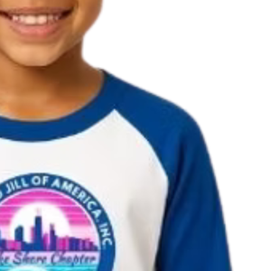 Girl's White and Royal Blue Baseball Shirt Casual Three Quarter Sleeve <b>Raglan</b> Tee Everyday Comfortable Lifestyle Clothing <b>Top</b> - Product Image 3