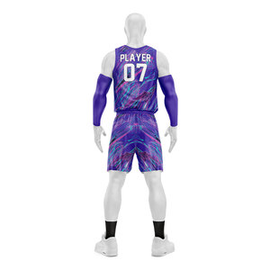 Conjunto de Camiseta y Pantalones Cortos de Baloncesto Sublimados Personalizados, Cuello en V, Sin Mangas, Secado Rápido, Poliéster, Unisex, Ropa Deportiva para Adultos - Product Image 3