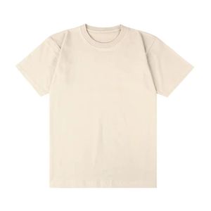 T-shirt décontracté en coton à col rond de couleur crème pour homme, léger, respirant, à manches courtes, confortable, idéal pour l'été - Product Image 1