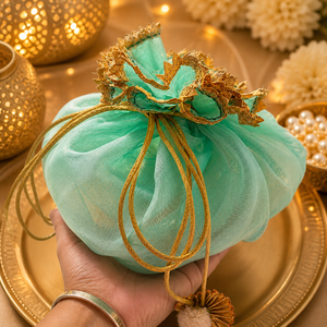 Handmade Godh Bharai Potli <b>Bag</b> for Baby <b>Shower</b> Shagun Gift, Designer Bridal Ceremony Potli, Traditional Festive Gift Pouch - Product Image 5