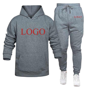 Unisex Hooded Tracksuit Set Cream Black Full Length Casual Cotton <b>Sweatshirt</b> Pants With Logo Heat Transfer Printing - Product Image 6