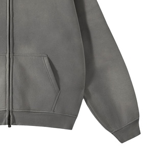 เสื้อฮู้ดซิปสำหรับผู้ชายผ้าฟลีซ Hoodie2026ผ้าฝ้ายย้อมสีล้วนสำหรับฤดูหนาวปรับแต่งได้เต็มที่100% - Product Image 2