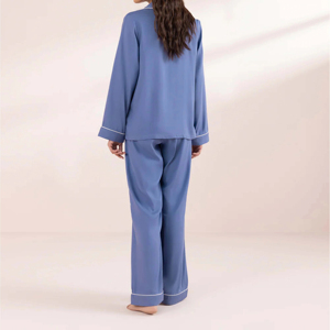 <b>Women</b> Casual Oversized Spring Autumn Breathable Quick Dry Cotton Front Customizable Two <b>Piece</b> Short Sleeve Loungewear Set <b>Pajama</b> - Product Image 2