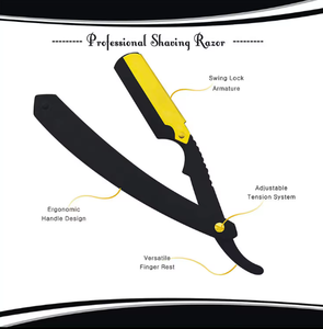 Navaja de Afeitar Profesional Curva y Recta para Hombre, Mango de Madera, Diseño de Araña, Limpieza Facial, Hoja de Acero Inoxidable Grado A+ - Product Image 3