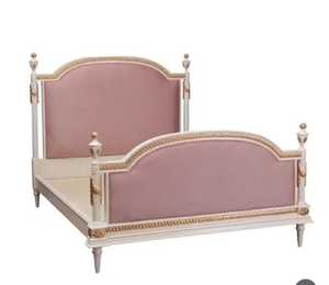 French Vintage Fabric Upholstered Bedroom Set Wooden Frame Rococo Style <b>Double</b> <b>Bed</b> for Bedroom Wedding Room Home Villa - Product Image 6