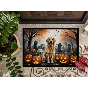 Felpudo Golden Retriever Spooky Halloween antideslizante lavable de pila baja alfombra de entrada interior/exterior 24H X 36W Felpudo de puerta delantera - Product Image 3