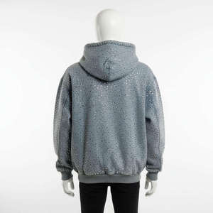 Luxury Custom <b>Full</b> Rhinestone <b>Zip</b> Up Hoodie Oversized Streetwear Y2K Vintage Washed Heavy Cotton Unisex Sparkling <b>Sweatshirt</b> - Product Image 5