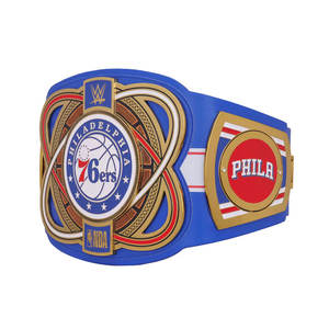 เข็มขัดแชมป์บาสเกตบอลฟิลาเดลเฟียสสีน้ำเงินแดงแบบกำหนดเอง – เข็มขัดรางวัลสำหรับผู้ใหญ่พร้อมแผ่นโลหะหนัก - Product Image 2
