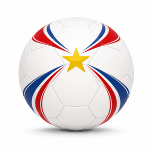 Ballon de football Harmony Star Classic rouge et vert, design symétrique, cousu à la machine, écologique, durable, qualité supérieure, latex blanc - Product Image 2